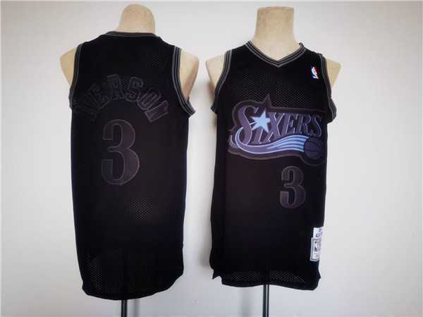 Men's Philadelphia 76ers #3 Allen Iverson Black Throwback basketball Jersey,We sell and wholesale Men's Philadelphia 76ers #3 Allen Iverson Black Throwback basketball Jersey on line form chian!